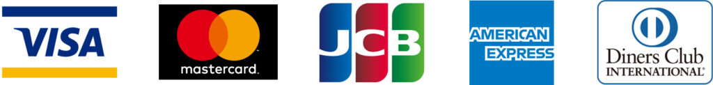 VISA、Master、JCB、AMERICAN EXPRESS、Diners、DISCOVER